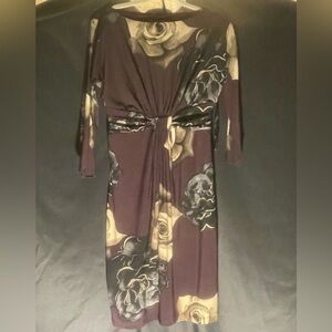 Jones New York Purple Black and Grey Floral Print Dress Size 10